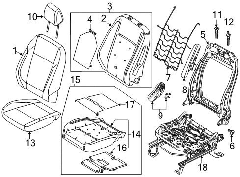 2017 Ford C-Max Passenger Seat Components Diagram