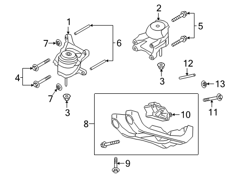 2022 Ford Police Interceptor Utility Engine & Trans Mounting Diagram 1 - Thumbnail