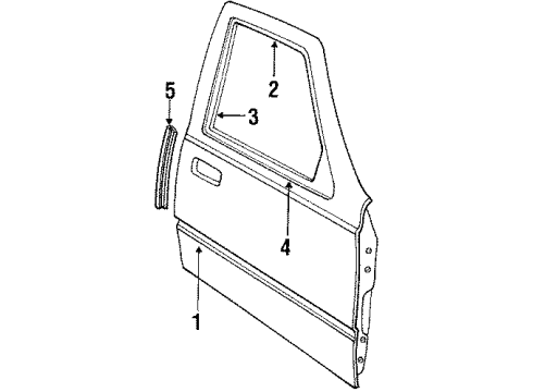 1984 Ford Tempo Mirror, Rear Driver Side Diagram for E43Z17682A