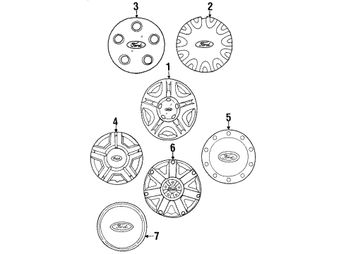2001 Ford Windstar Wheel Cover Diagram for XF2Z-1130-AC