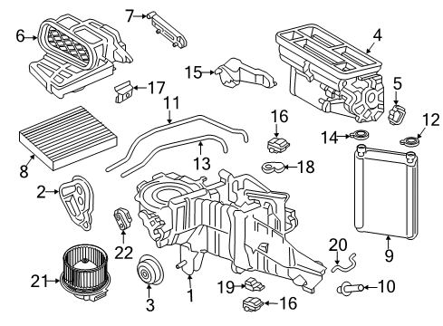 2021 Ford F-250 Super Duty A/C Evaporator & Heater Components Diagram 2 - Thumbnail