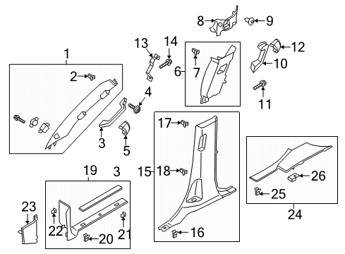 2021 Lincoln Navigator Interior Trim - Pillars Diagram