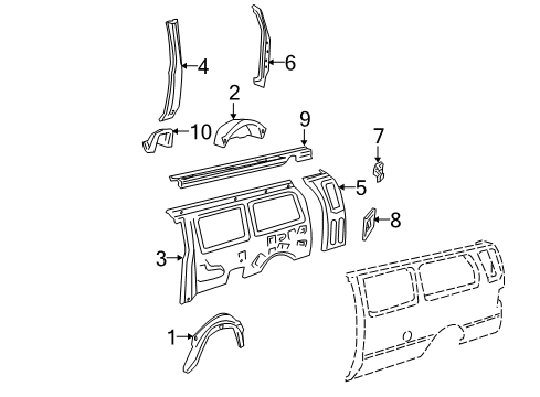 2005 Ford E-350 Super Duty Inner Structure & Rails - Side Panel Diagram 1 - Thumbnail
