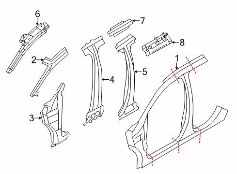 2010 Ford Edge Center Pillar & Rocker, Hinge Pillar, Uniside Diagram
