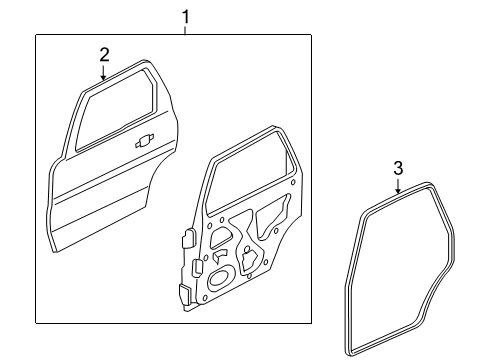 2007 Mercury Mariner Rear Door, Body Diagram 2 - Thumbnail