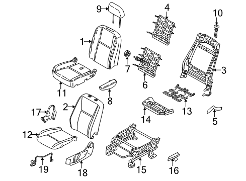 2012 Ford Transit Connect Front Seat Components Diagram