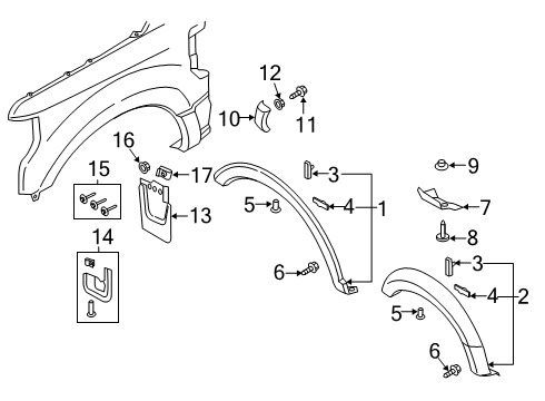2020 Ford F-350 Super Duty Mud Guard, Front Driver Side Diagram for HC3Z-16A586-AB