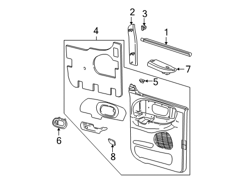 2002 Ford F-150 Belt Weatherstrip, Rear Inner Driver Side Diagram for YL3Z-1625860-AB