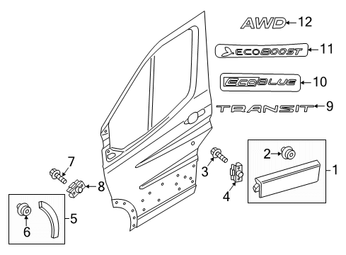 2017 Ford Transit-150 Exterior Trim - Front Door Diagram