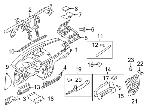 2010 Mercury Milan Instrument Panel, Body Diagram 1 - Thumbnail
