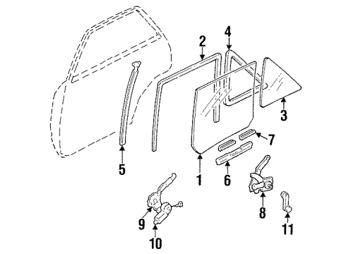 1999 Ford Escort Weatherstrip, Driver Side Diagram for F7CZ5426929AA