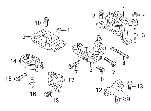 2019 Ford Escape Transmission Mount Bracket Diagram for BV6Z-6E042-C