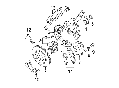 2003 Ford Explorer Sport Trac Hub & Bearing, Front Diagram for G2MZ-1104-Y