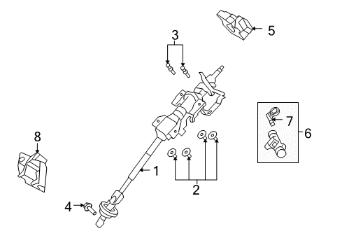 2008 Lincoln MKX Steering Column & Wheel, Steering Gear & Linkage Diagram 2 - Thumbnail