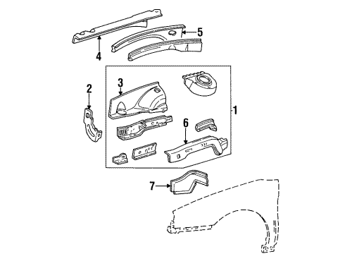 XF1Z16055AA Ford Apron Assembly, Front Driver Side