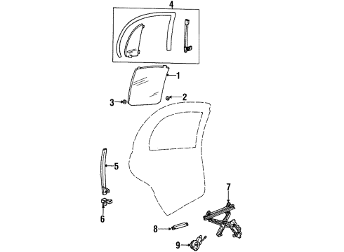 Ford XF3Z-5425712-AA Door Glass, Rear Passenger Side XF3Z-5425712-AA Ford Door Glass, Rear Passenger Side