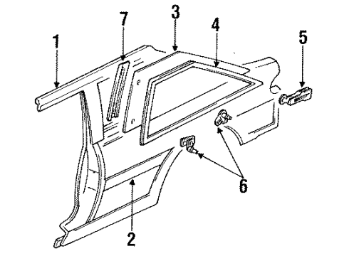 Ford F4CZ-6129710-A Quarter Glass, Passenger Side F4CZ-6129710-A Ford Quarter Glass, Passenger Side