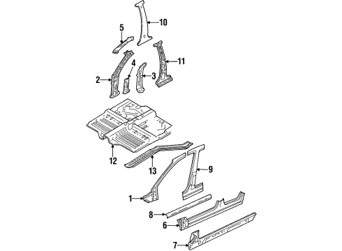 F8CZ5410110AA Ford Inner Rocker, Passenger Side