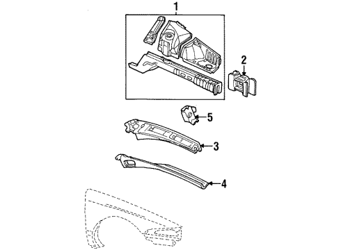 Ford F7LZ16054AA Apron Assembly, Front Passenger Side F7LZ16054AA Ford Apron Assembly, Front Passenger Side