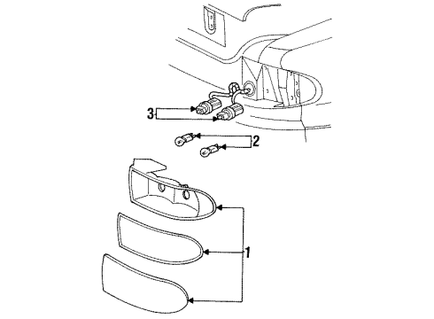 F34Y13405A Ford Tail Lamp Assembly, Driver Side