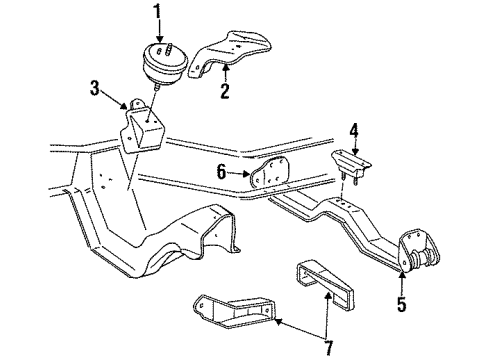 E5TZ6028D Ford Mount Bracket, Front Passenger Side
