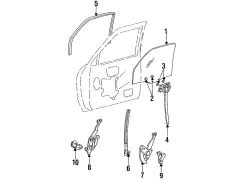 F37Z-1021411-A Ford Door Glass, Driver Side