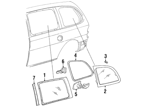 Ford XF2Z-1629727-AE Side Glass, Driver Side XF2Z-1629727-AE Ford Side Glass, Driver Side