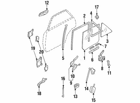 F4CZ-5825712-A Ford Moveable Glass, Passenger Side