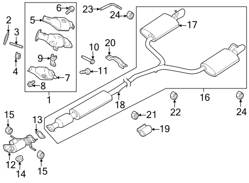 FB5Z-5E212-A Ford Catalytic Converter, Rear