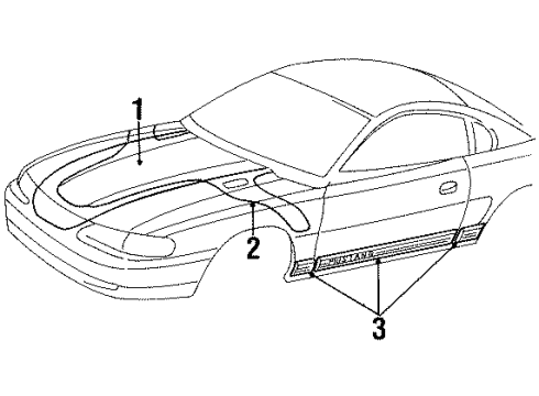F8ZZ6320000CAC Ford Stripe Kit, White, Passenger Side