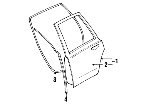 Ford YW1Z5424631AA Door Shell, Rear Driver Side YW1Z5424631AA Ford Door Shell, Rear Driver Side