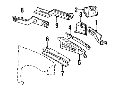 1F2Z-1610008-AA Ford Inner Rail, Passenger Side