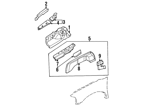 Ford XF5Z-16155-BA Apron Reinforcement, Driver Side XF5Z-16155-BA Ford Apron Reinforcement, Driver Side