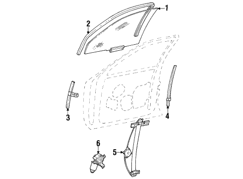 FOVY-5421410-A Ford Door Glass, Passenger Side