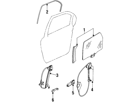 F5RZ-5425713-A Ford Door Glass, Rear Driver Side