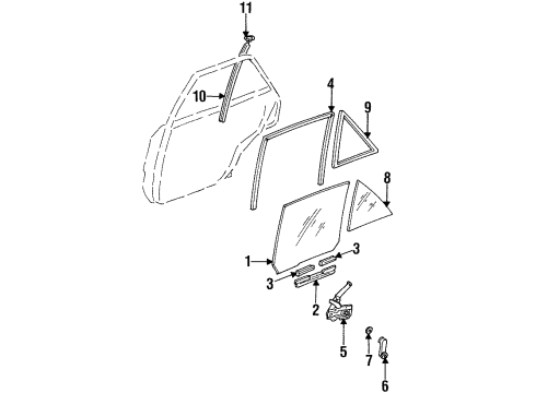 F4CZ-7425713-A Ford Moveable Glass, Driver Side