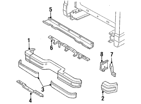 E4TZ17795A Ford Face Bar Arm, Rear Passenger Side