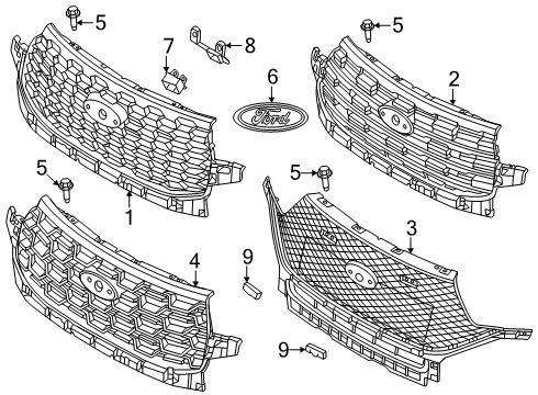 2025 Ford Explorer Grille & Components Diagram