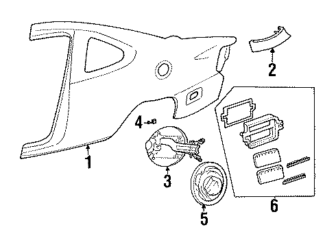 1999 Ford Escort Quarter Panel & Components Diagram