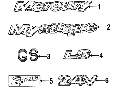 2000 Mercury Mystique Exterior Trim - Trunk Diagram