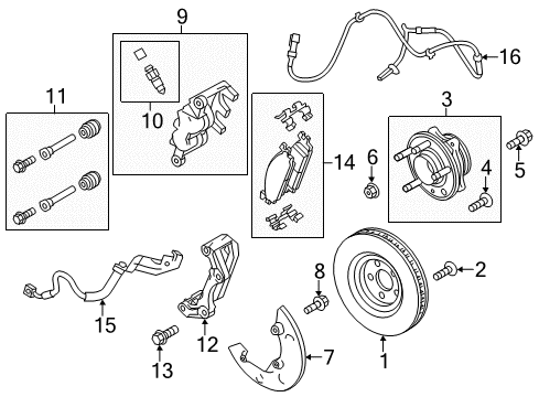 2016 Ford Explorer Rotor Assembly Diagram for EU2Z-1V125-B
