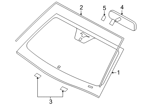 2007 Ford Mustang Glass - Windshield Diagram