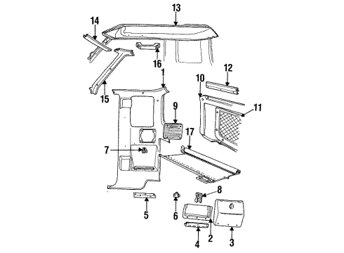 1993 Ford Ranger Interior Trim - Cab Diagram