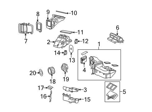 2005 Ford Freestar A/C Evaporator & Heater Components Diagram
