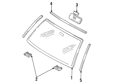 2000 Mercury Mystique Glass - Windshield Diagram