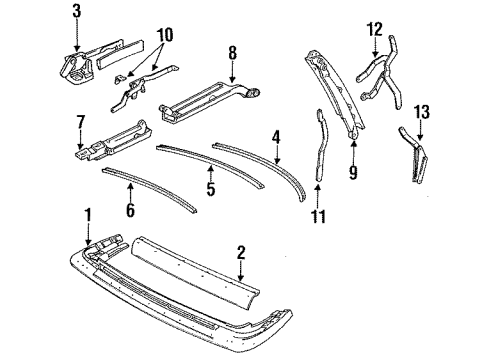 1986 Ford Mustang Frame & Components - Convertible Top Diagram