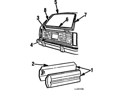 1986 Mercury Grand Marquis Exterior Trim - Tail Gate Diagram