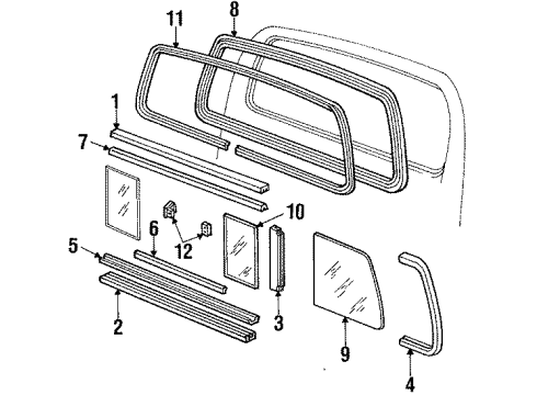 1985 Ford Ranger Glass & Hardware - Back Glass Diagram
