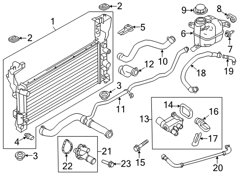 2013 Ford Edge Radiator & Components Diagram