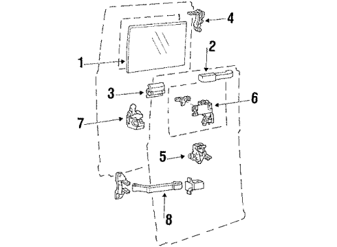 1989 Ford E-150 Econoline Glass & Hardware - Back Door Diagram
